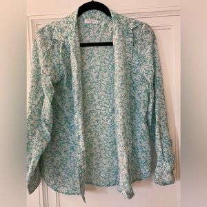 Equipment brand green and white floral button down shirt. Size small petite